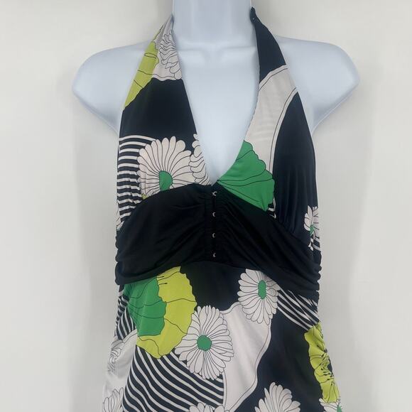 Vintage Forever Y2K Halter Top Sz L Daisy Retro Hippie Pinup 90s Ruched Babydoll - Picture 2 of 9